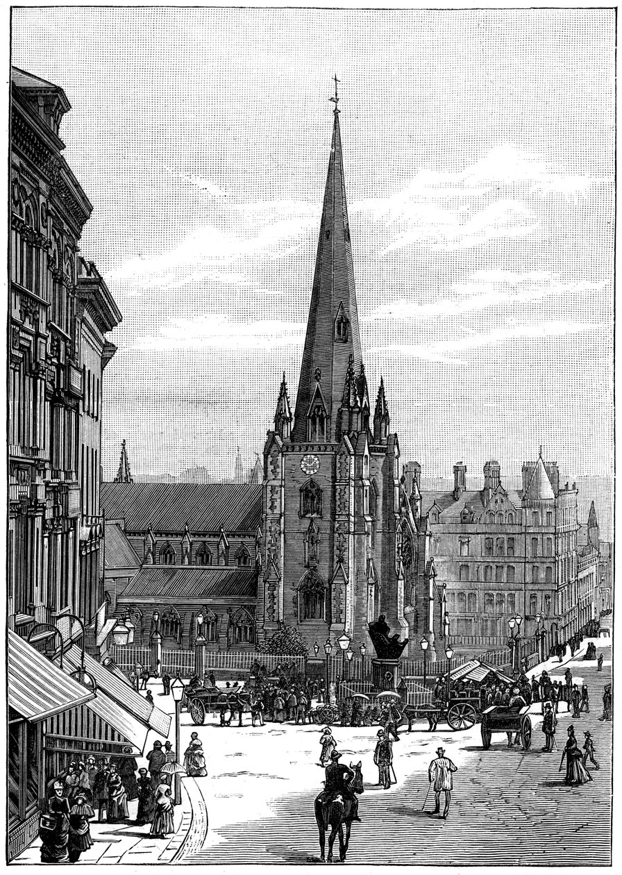 Kerk van St. Martin in the Bull Ring, Birmingham, West Midlands, 1887 door Unbekannt
