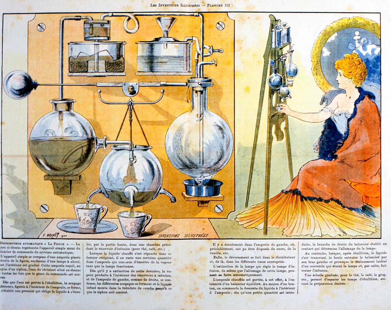 Koffie- of theezetapparaat verwarmd door een kleine spirituslamp, 1900 door Unbekannt