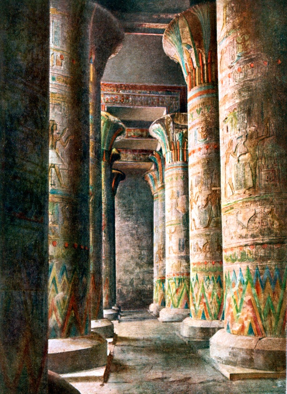 Zuilen, Tempel van Horus, Edfu, Egypte, 20e eeuw door Unbekannt