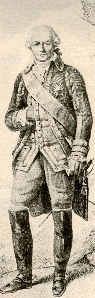 Graaf de Rochambeau, toont kleding van een Franse officier, 1791, 1937. door Unbekannt