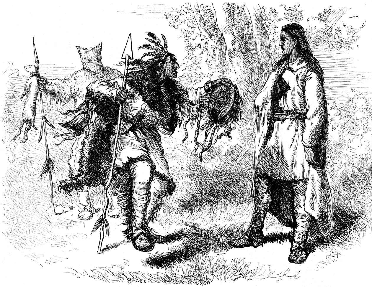Bekeerde Native American en Powows, 17e eeuw, ca. 1880 door Unbekannt