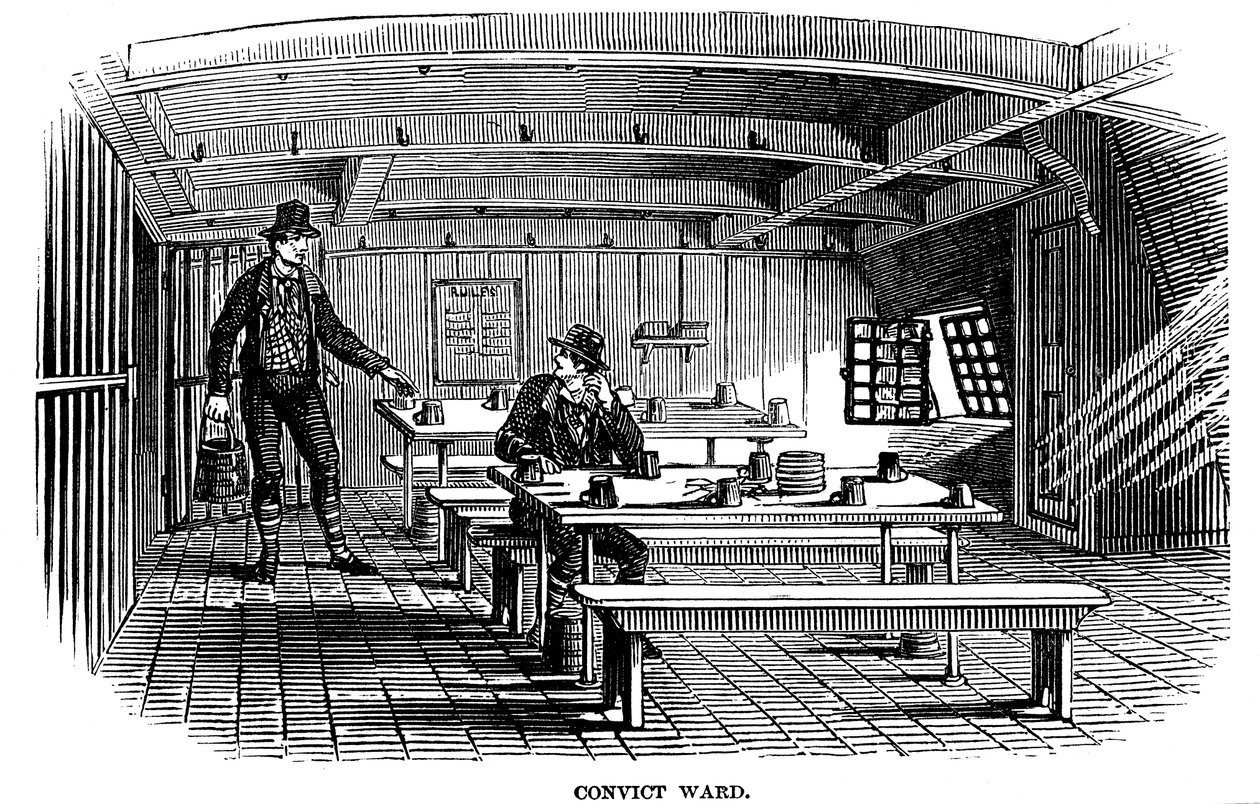 Gevangenisafdeling aan boord van de gevangenishulk Warrior in Woolwich, Londen, 1848 door Unbekannt