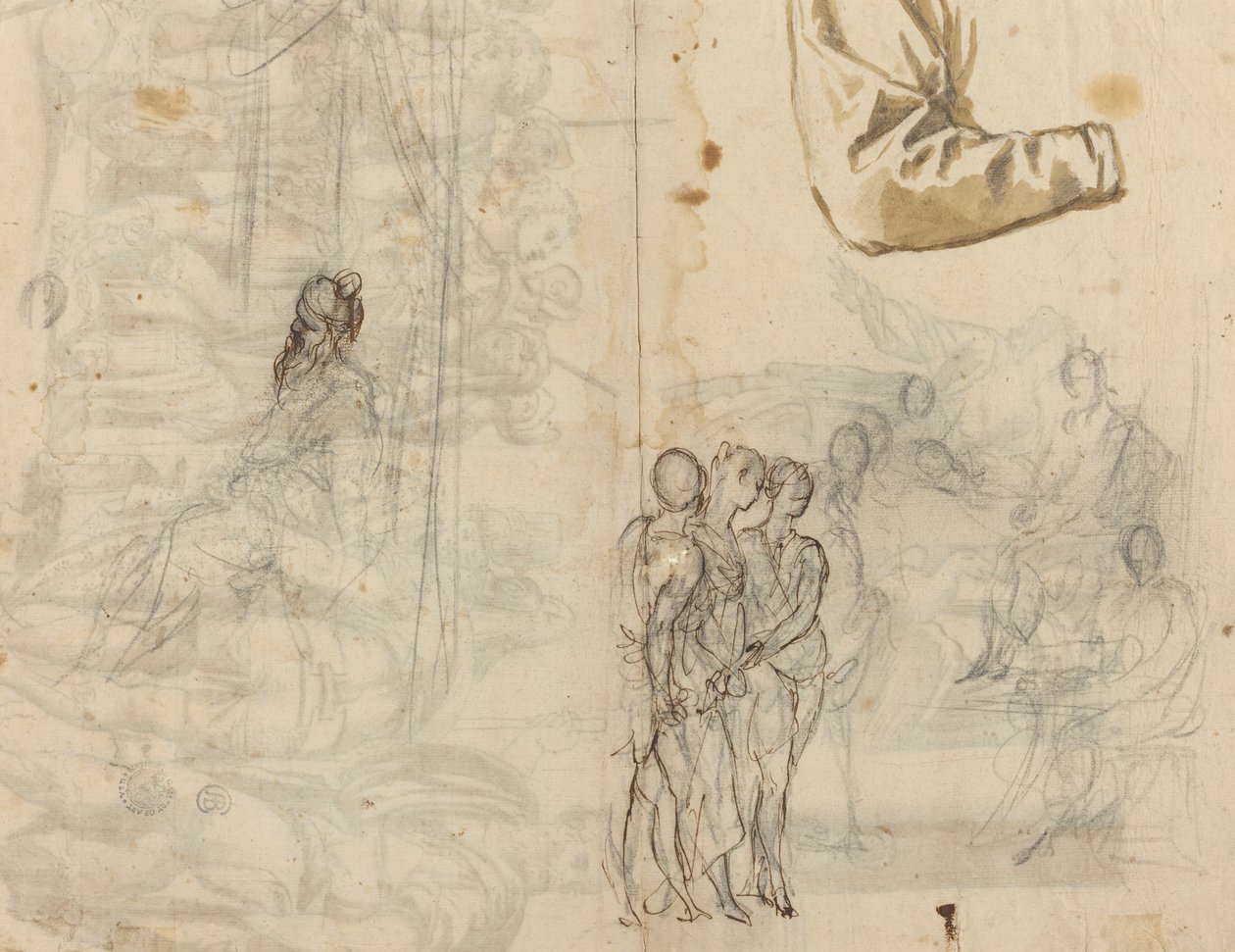 Kopie naar een historisch schilderij uit de kring van Paolo Veronese (recto), 16e eeuw door Unbekannt