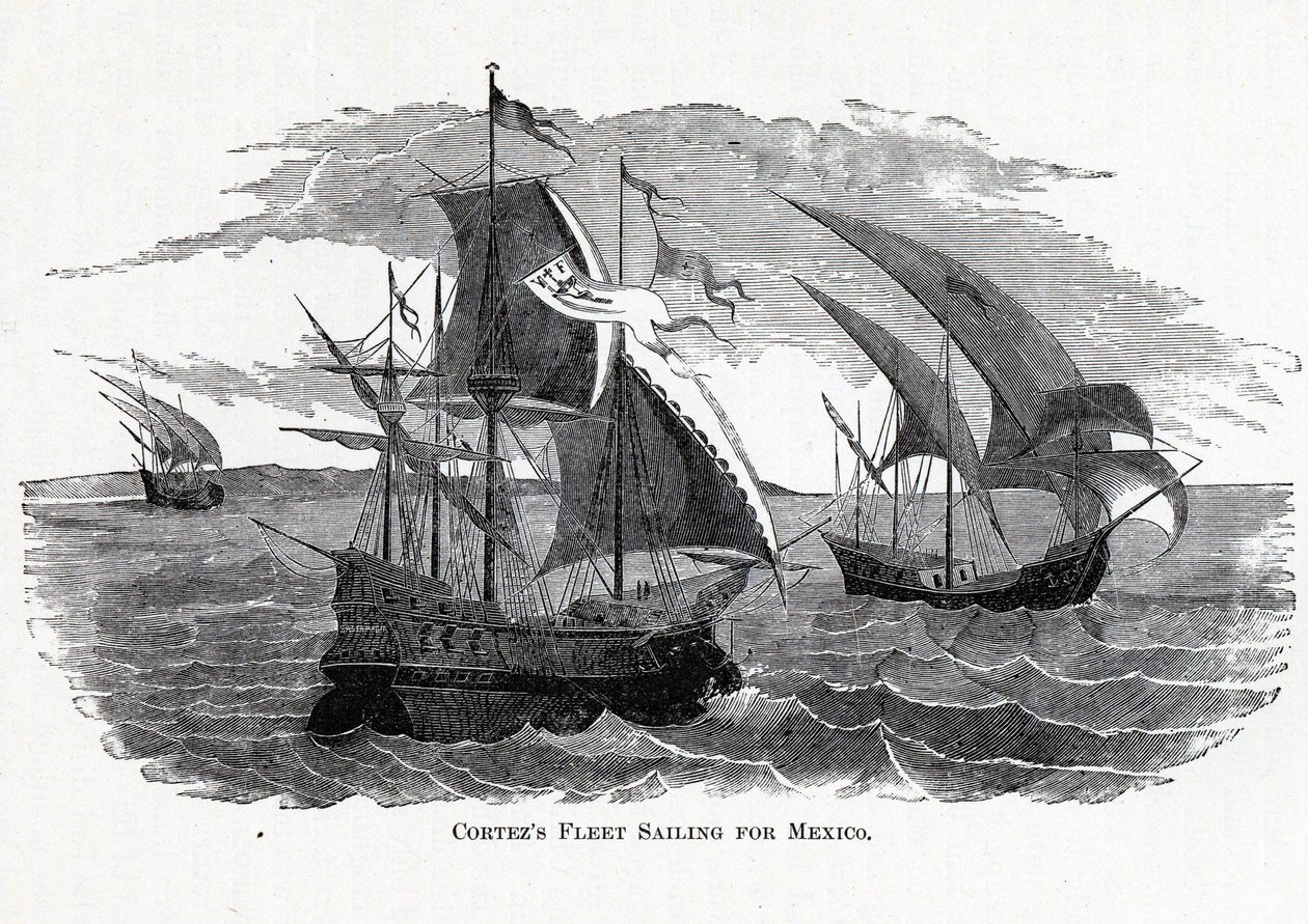 Vloot van Cortez op weg naar Mexico, 1882 door Unbekannt