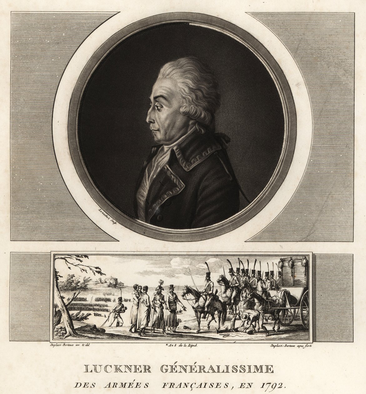 Graaf Nicolas Luckner, Franse revolutionaire generaal, Generalissime des Armées Françaises, geëxecuteerd in 1794 door Unbekannt