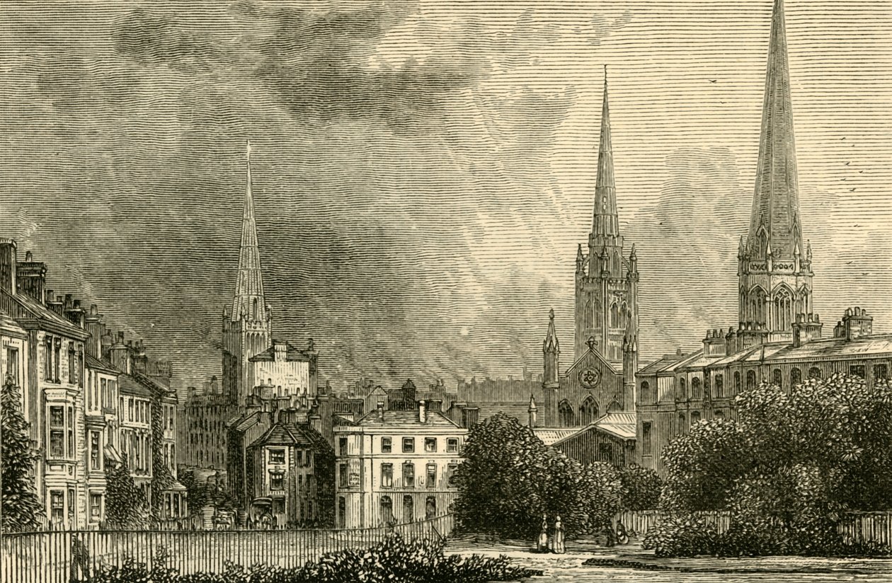 Coventry - De torenspitsen van Trinity, St. Michaels en Christ Church, 1898 door Unbekannt