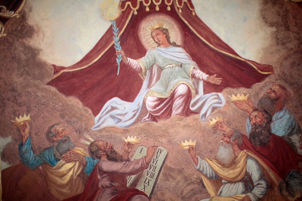 Gekroonde Maria fresco in Loreto kerk, Praag, Tsjechië door Unbekannt