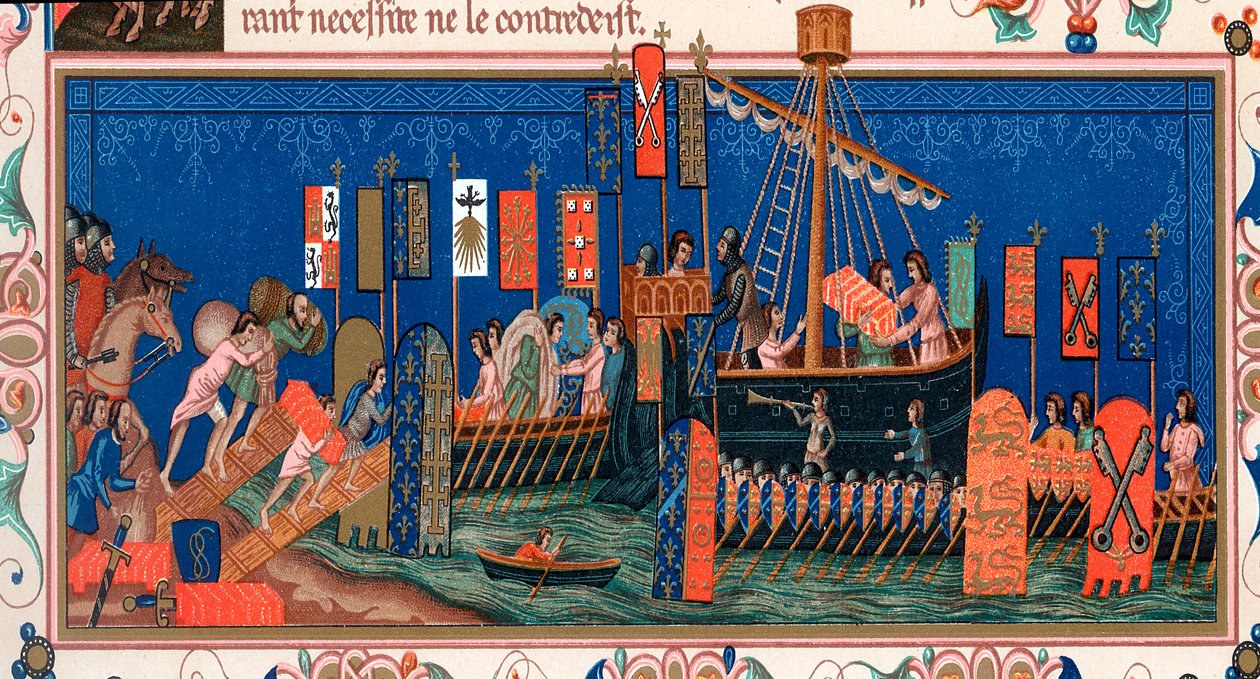 Kruisvaarders die naar het Heilige Land vertrekken, 15e eeuw door Unbekannt