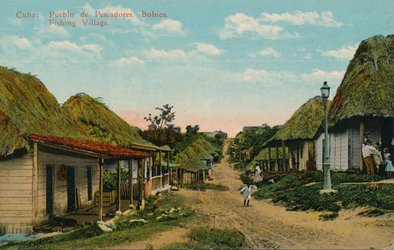 Cuba: Pueblo de Pescadores. Bohios. Vissersdorp, 1919 door Unbekannt