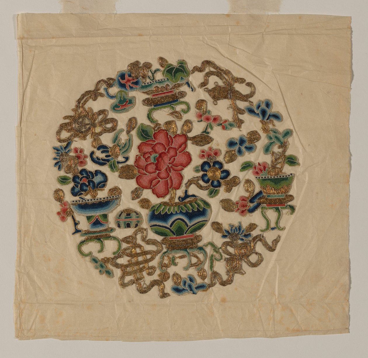 Uitgesneden motief borduurwerk, China, Qing-dynastie 1644-1911 door Unbekannt