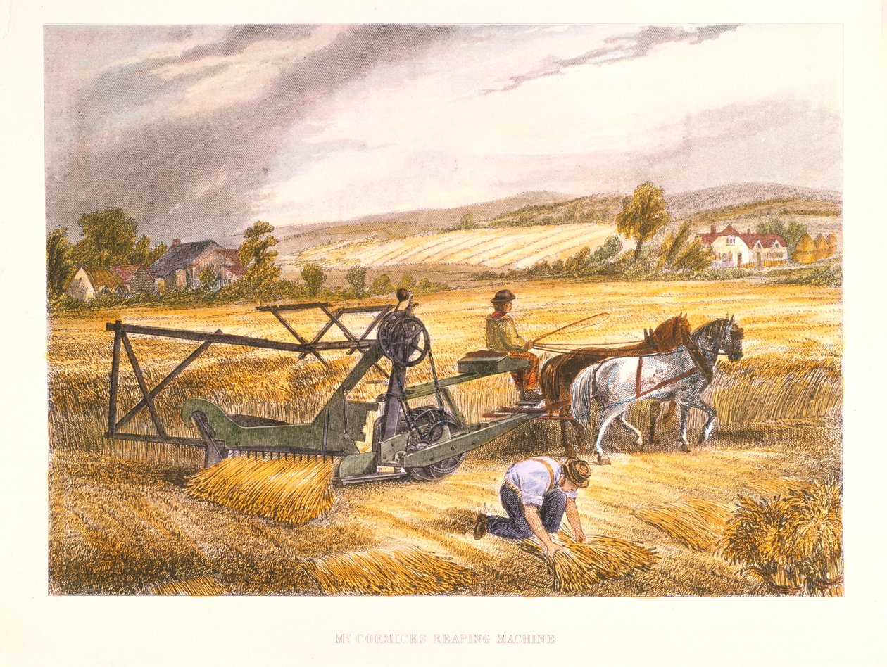 Cyrus McCormicks maaimachine van 1831 gepatenteerd in 1834 door Unbekannt