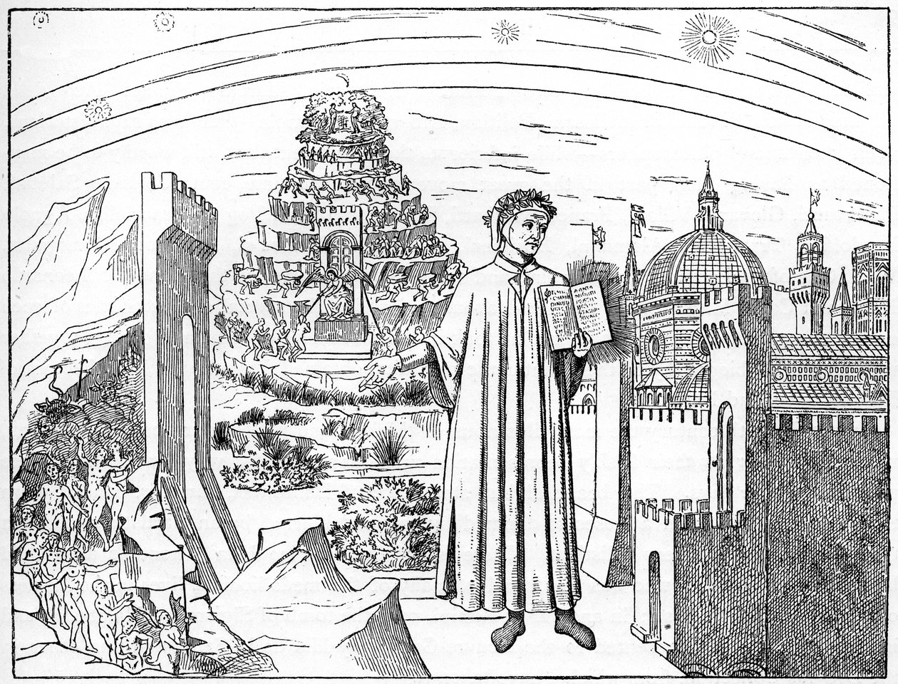Dante 1265-1321, Florence en de Zeven Kringen van de Hel, 1882 door Unbekannt