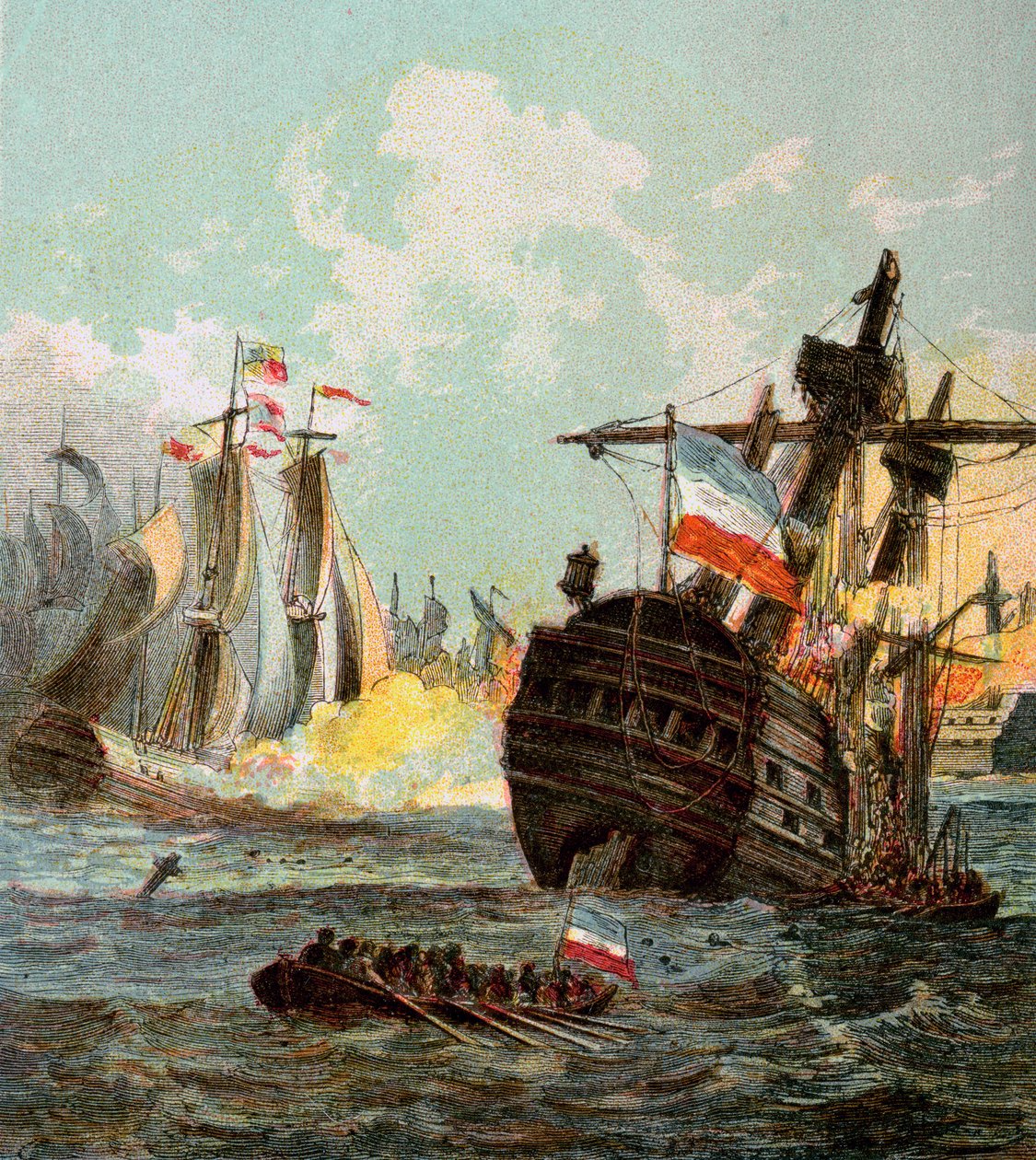 Nederlaag van de Nederlandse vloot, 1666 ca. jaren 1850 door Unbekannt