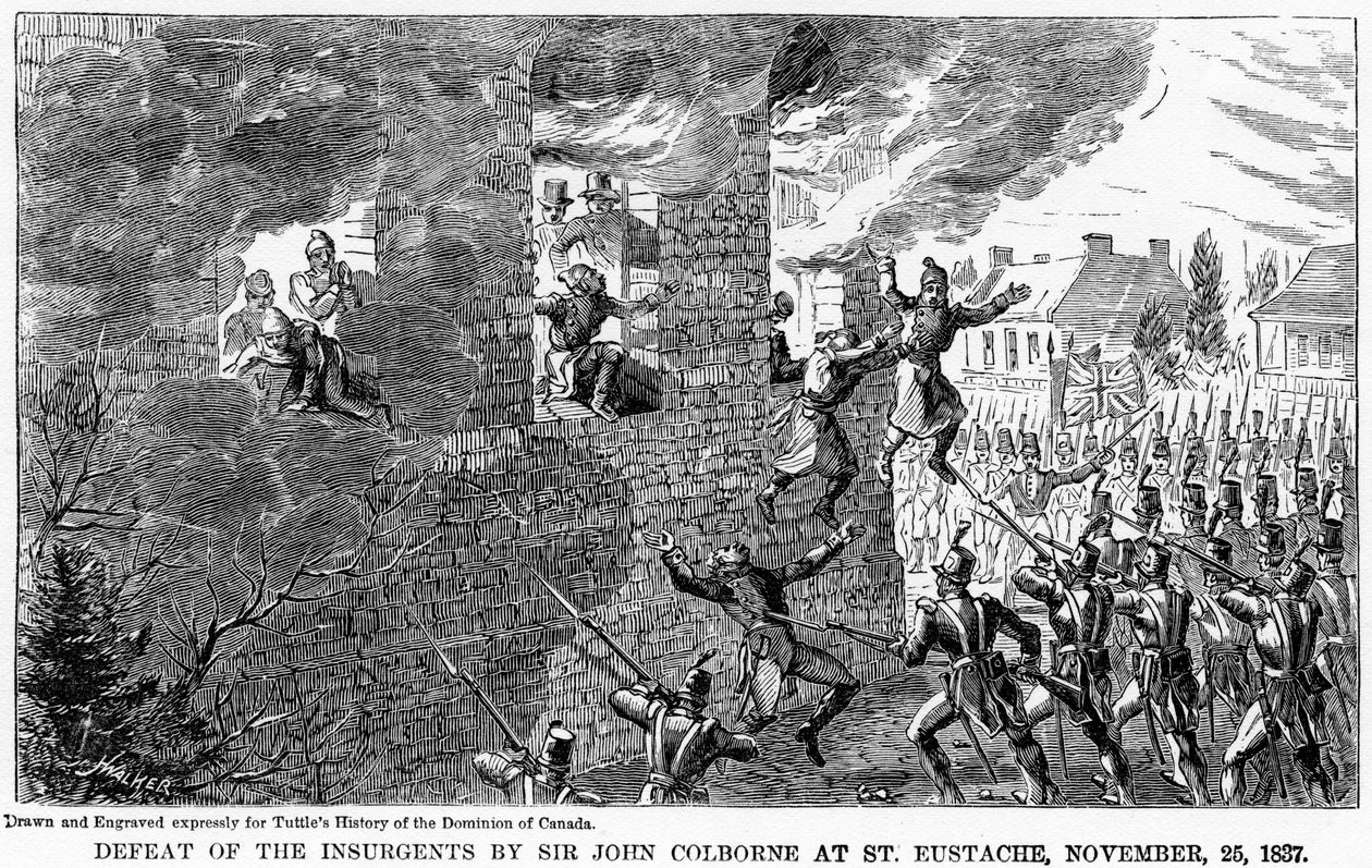 Nederlaag van de Opstandelingen door Sir John Colborne bij St. Eustache, 25 november 1837 door Unbekannt