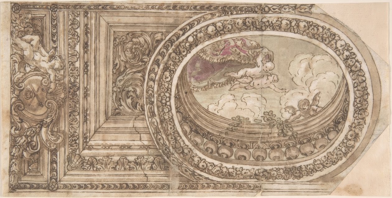 Ontwerp voor een plafond met een ovaal trompe l