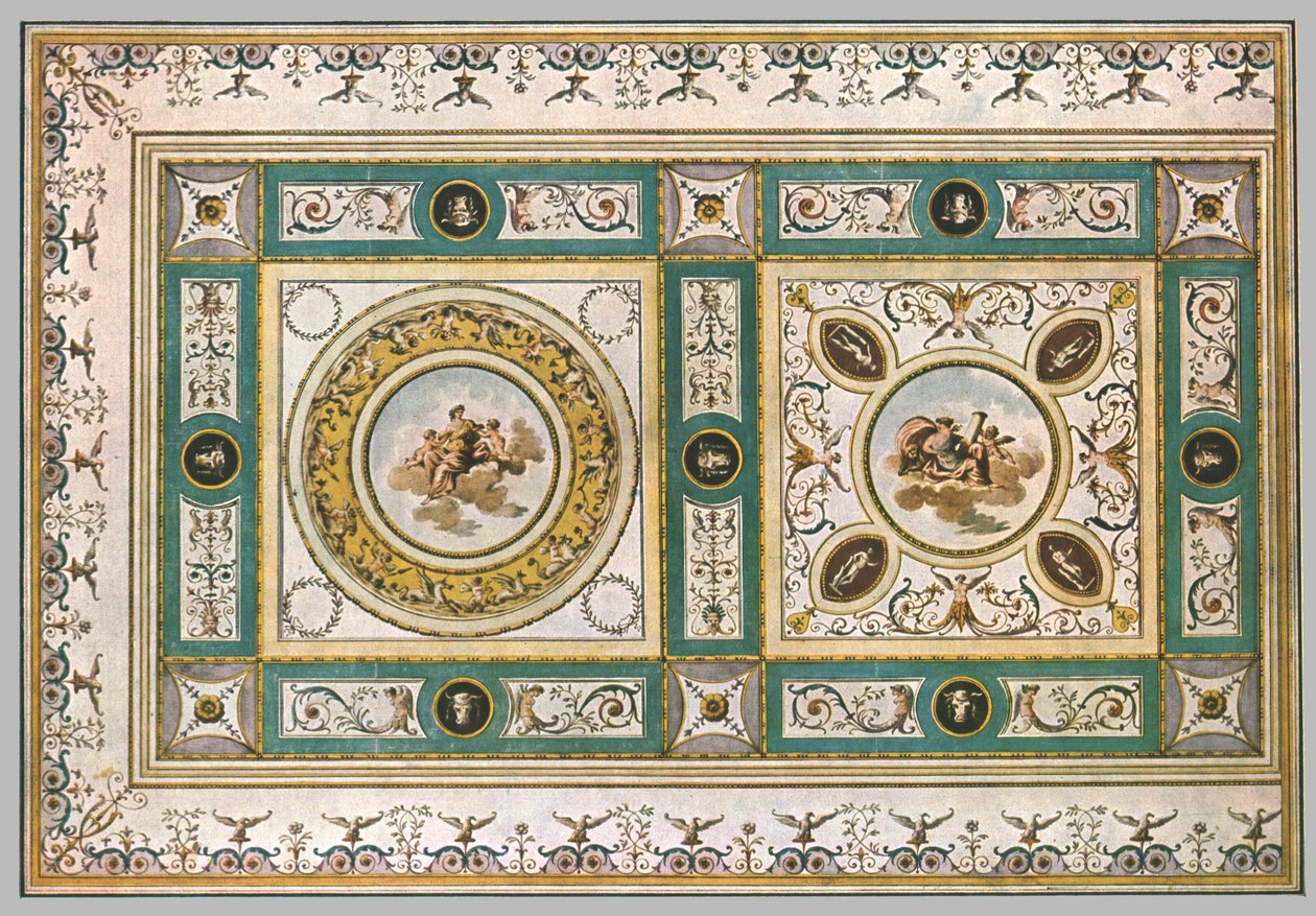 Ontwerp voor een plafond in een woonkamer, Italië door Unbekannt