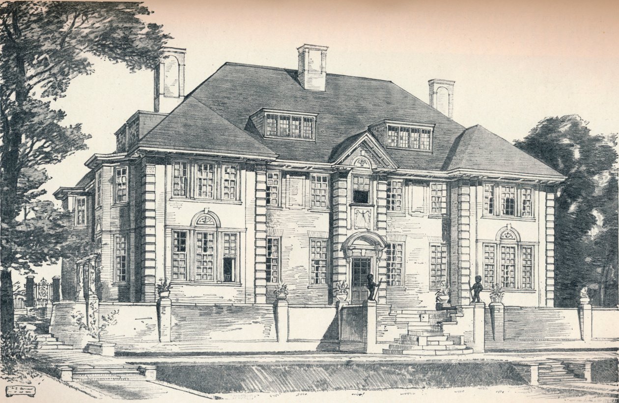 Ontwerp voor een huis in Hampstead door C. H. B. Quennell door Unbekannt