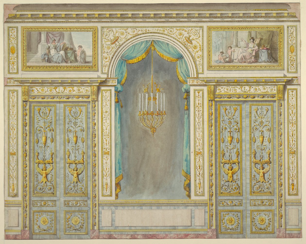 Ontwerp voor de wanddecoratie voor het appartement van Marie-Antoinette in het Paleis van Fontainebleau door Unbekannt