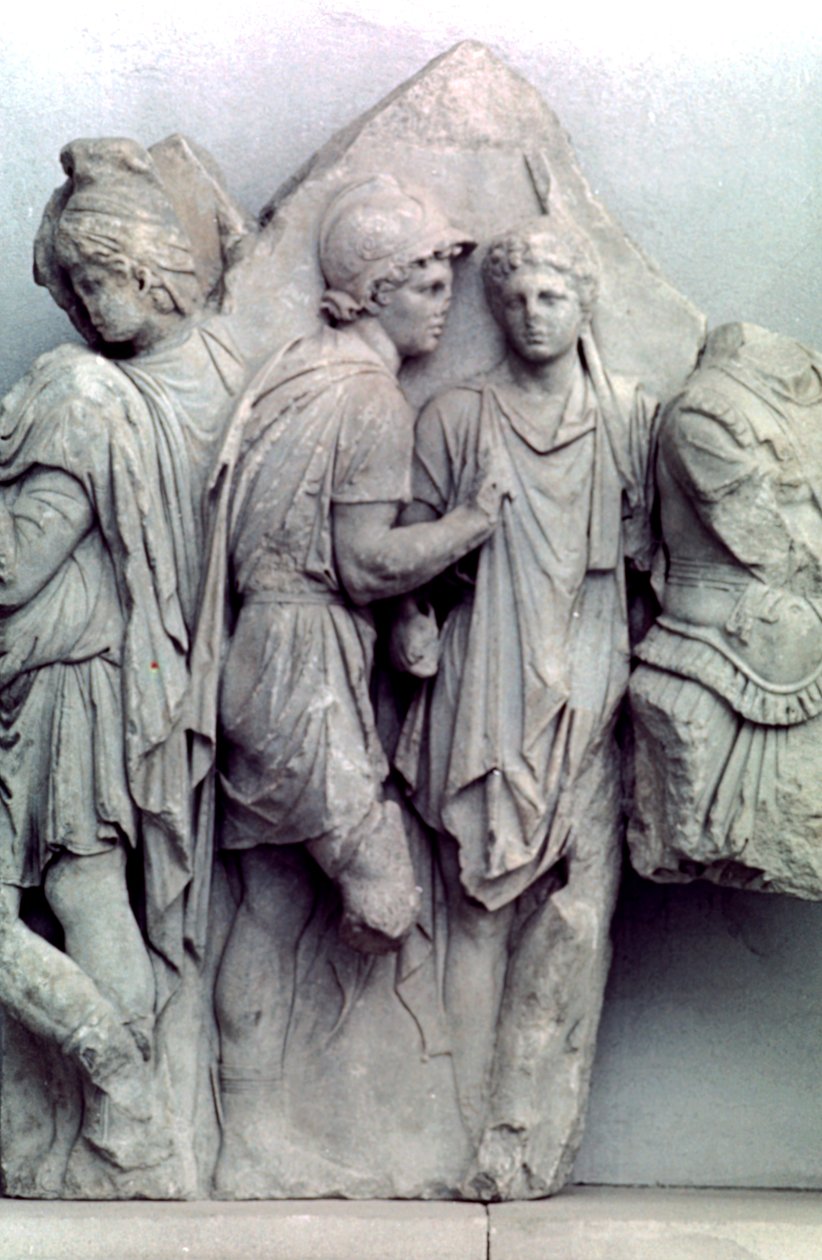 Detail van de Telephus Fries van het Pergamon-altaar, 164-156 v.Chr. door Unbekannt