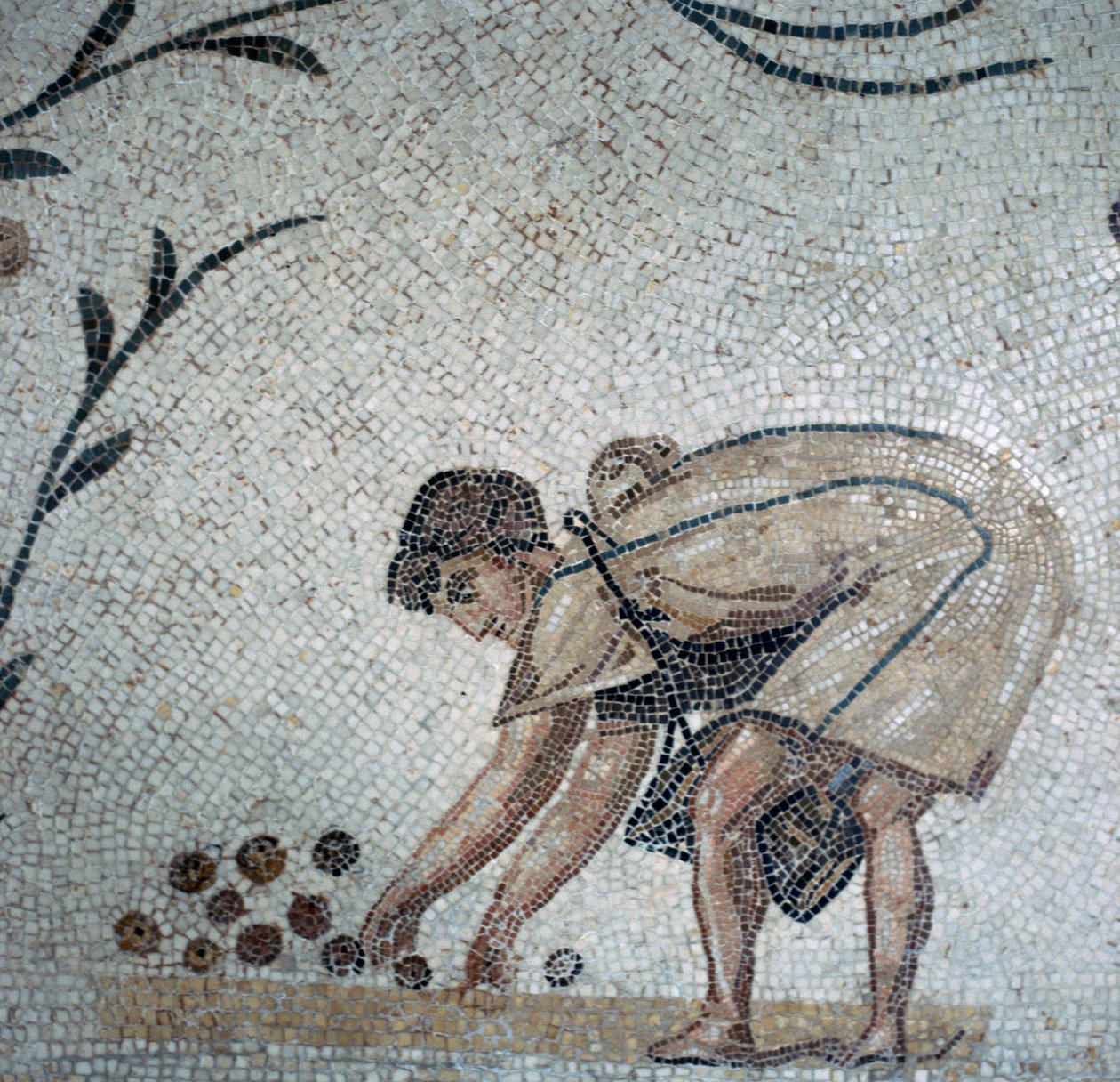 (detail) Romeins mozaïek met fruitoogst, 2e eeuw door Unbekannt