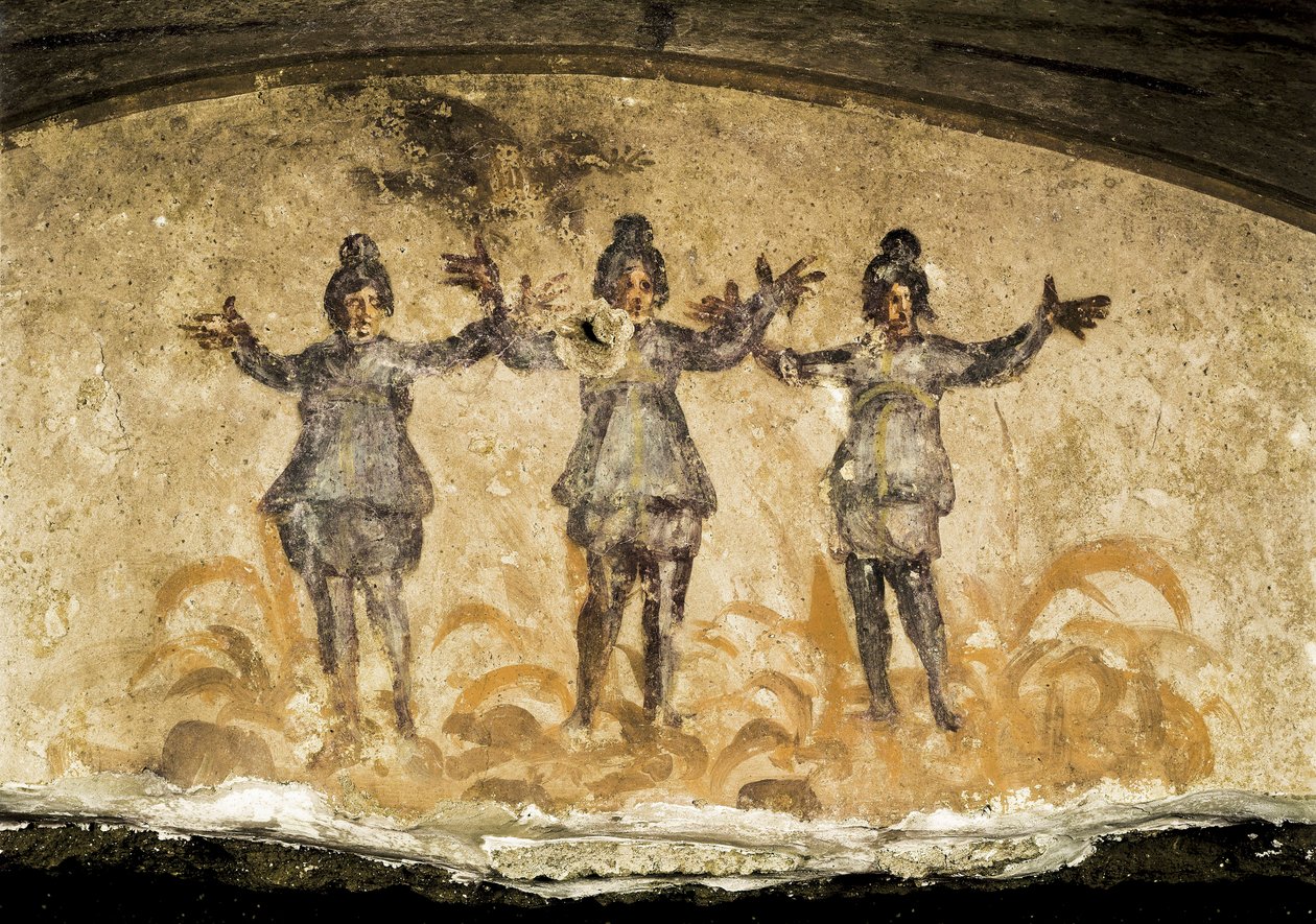 Detail van een fresco uit de Catacomben van Priscilla, 2e of 3e eeuw na Christus door Unbekannt
