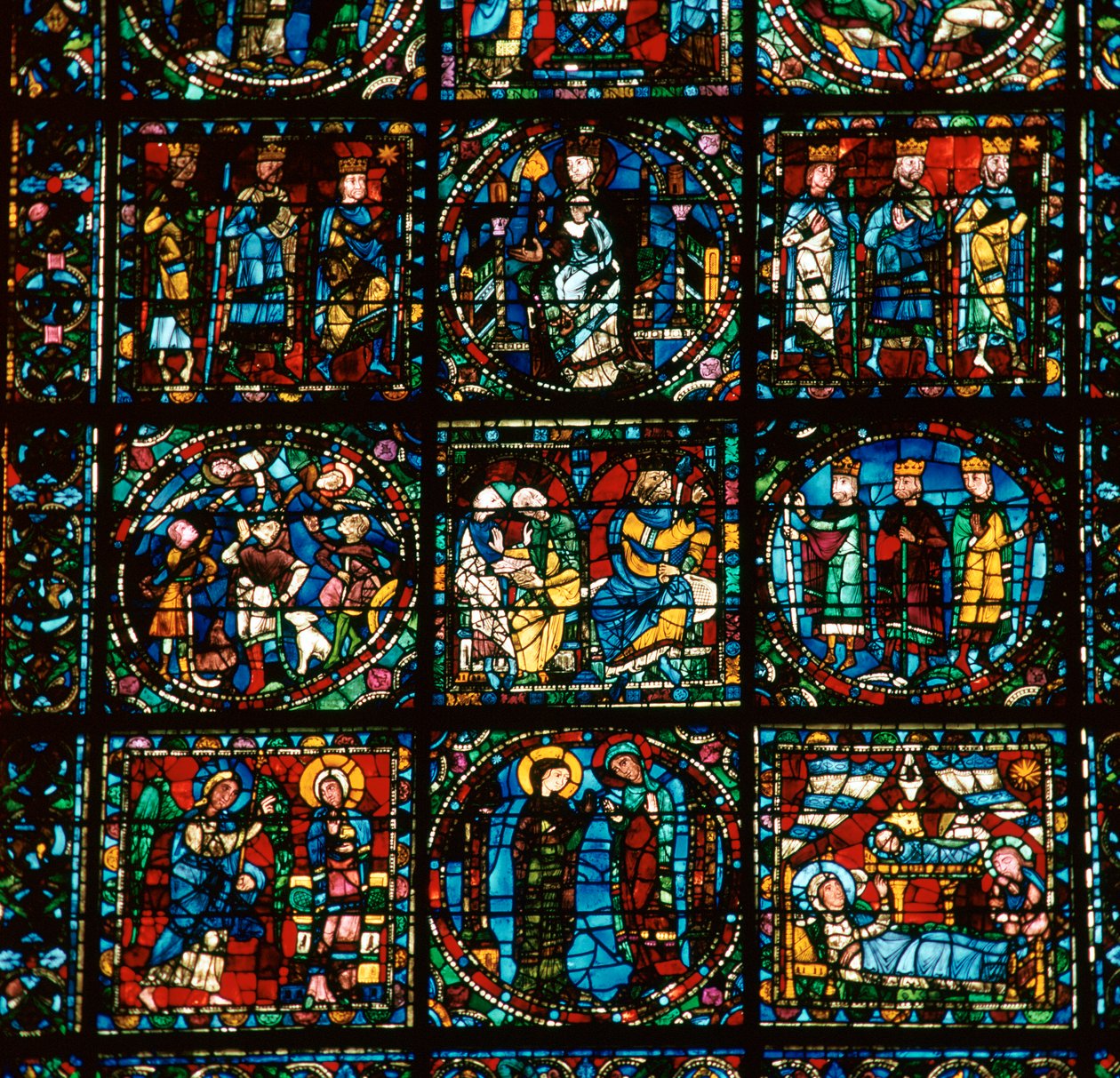(detail) Het Grote Westelijke Venster van de kathedraal van Chartres, 12e eeuw door Unbekannt