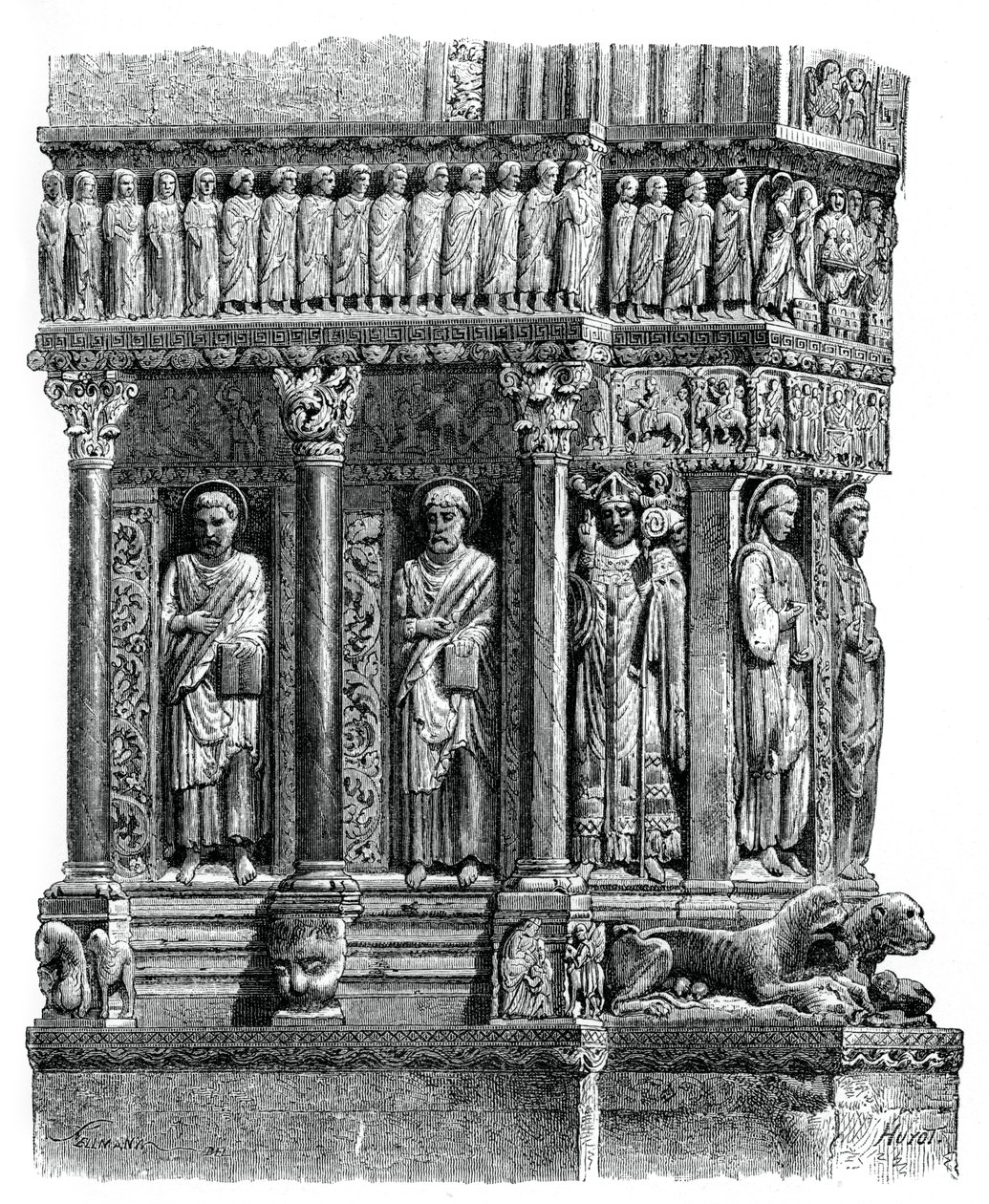 Detail van het portaal van St Trophimus, Arles, 12e eeuw door Unbekannt