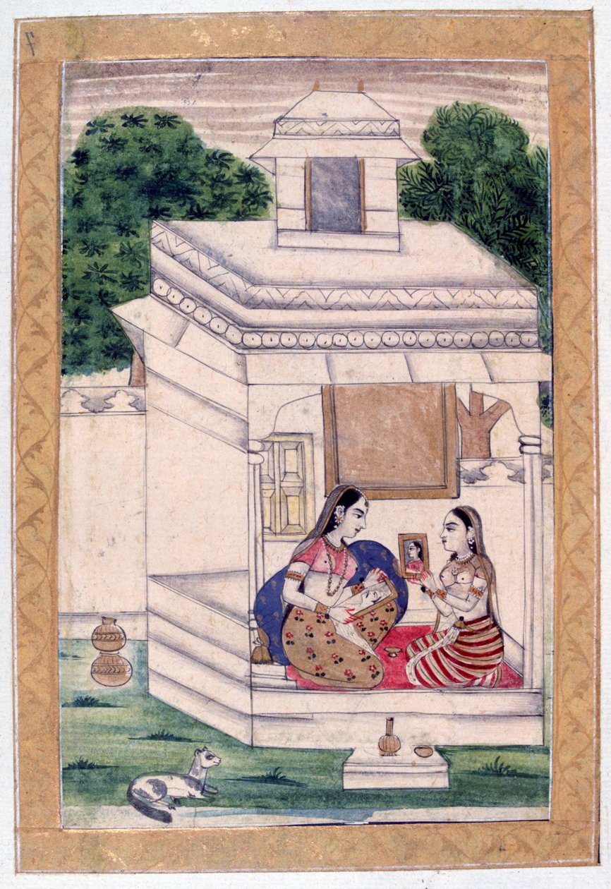 Dhanashri Ragini, Ragamala Album, School van Rajasthan, 19e eeuw door Unbekannt