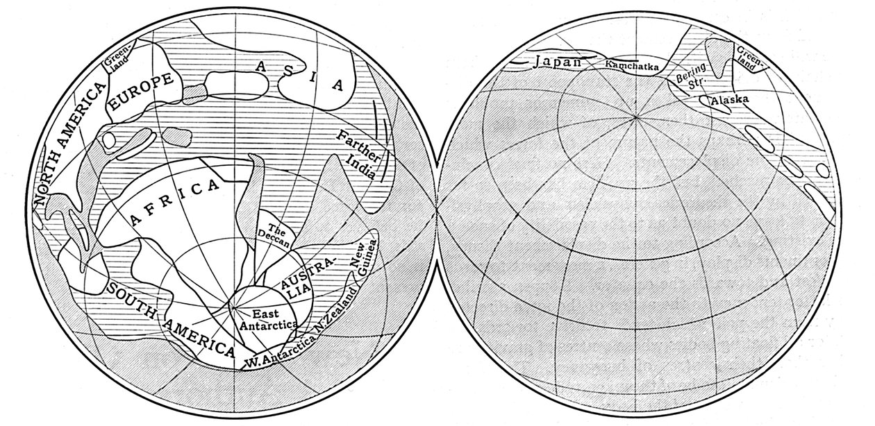 Diagram van de Aarde tijdens het Carboon, 1922 door Unbekannt