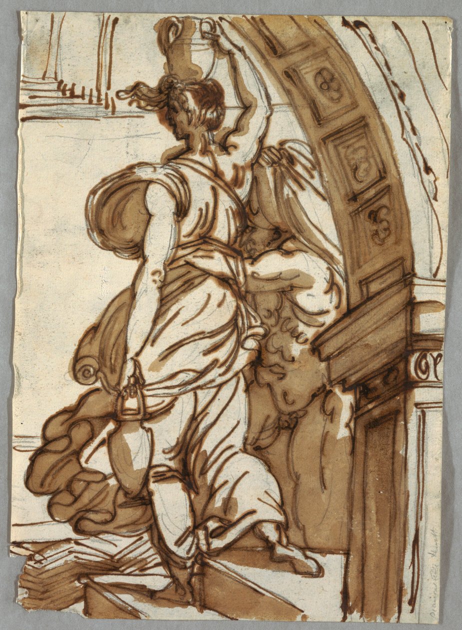 Tekening, Verbranding van de Borgo, naar Raphael, eind 18e eeuw door Unbekannt