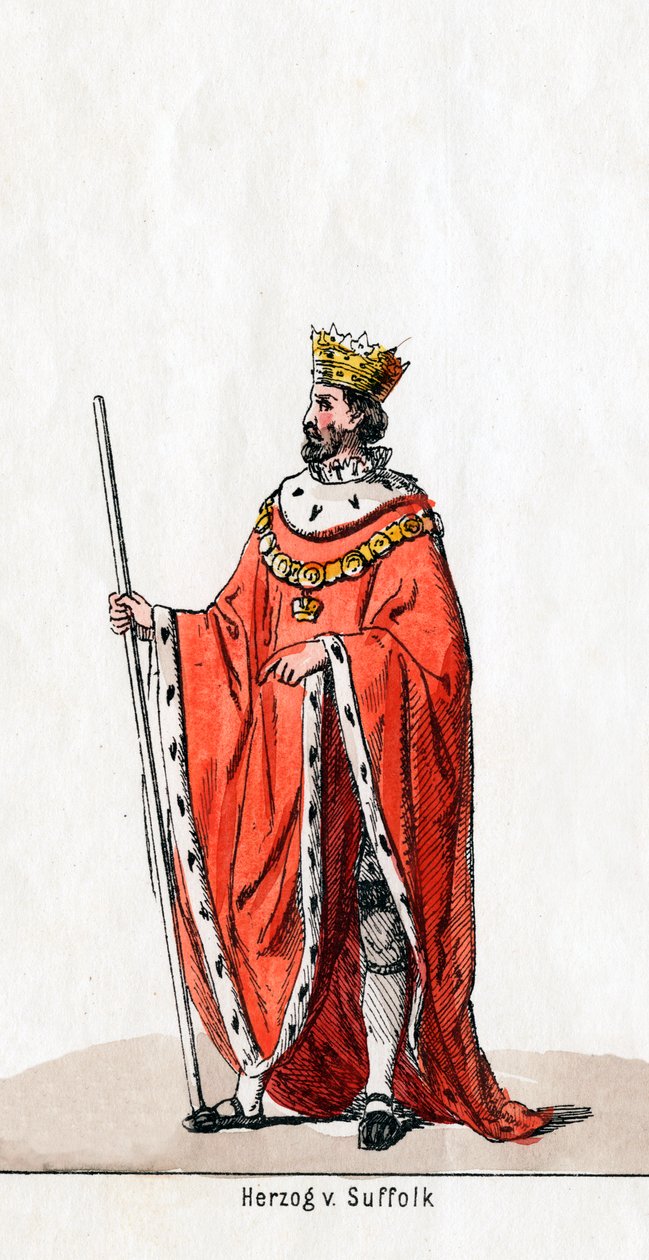 Hertog van Suffolk, kostuumontwerp voor Shakespeares toneelstuk, Henry VIII, 19e eeuw door Unbekannt