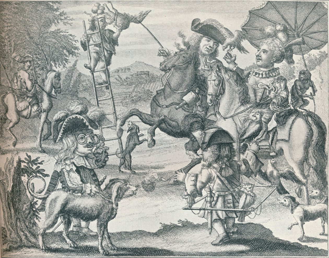 Nederlandse satire op valkerij, c1716, 1916 door Unbekannt