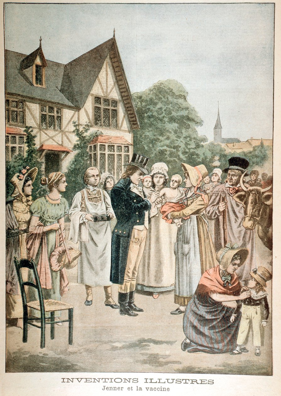 Edward Jenner 1749-1823 Engelse arts, vaccineert kind met koepokserum, 1901 door Unbekannt