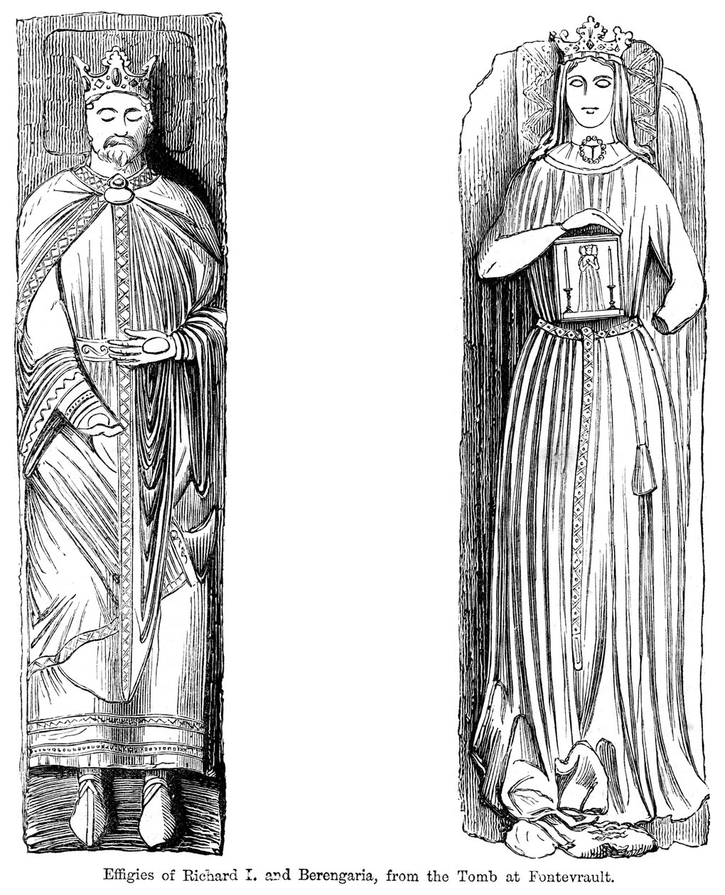 Beelden van Richard I en Berengaria, van het graf in Fontevrault Abbet, Frankrijk door Unbekannt