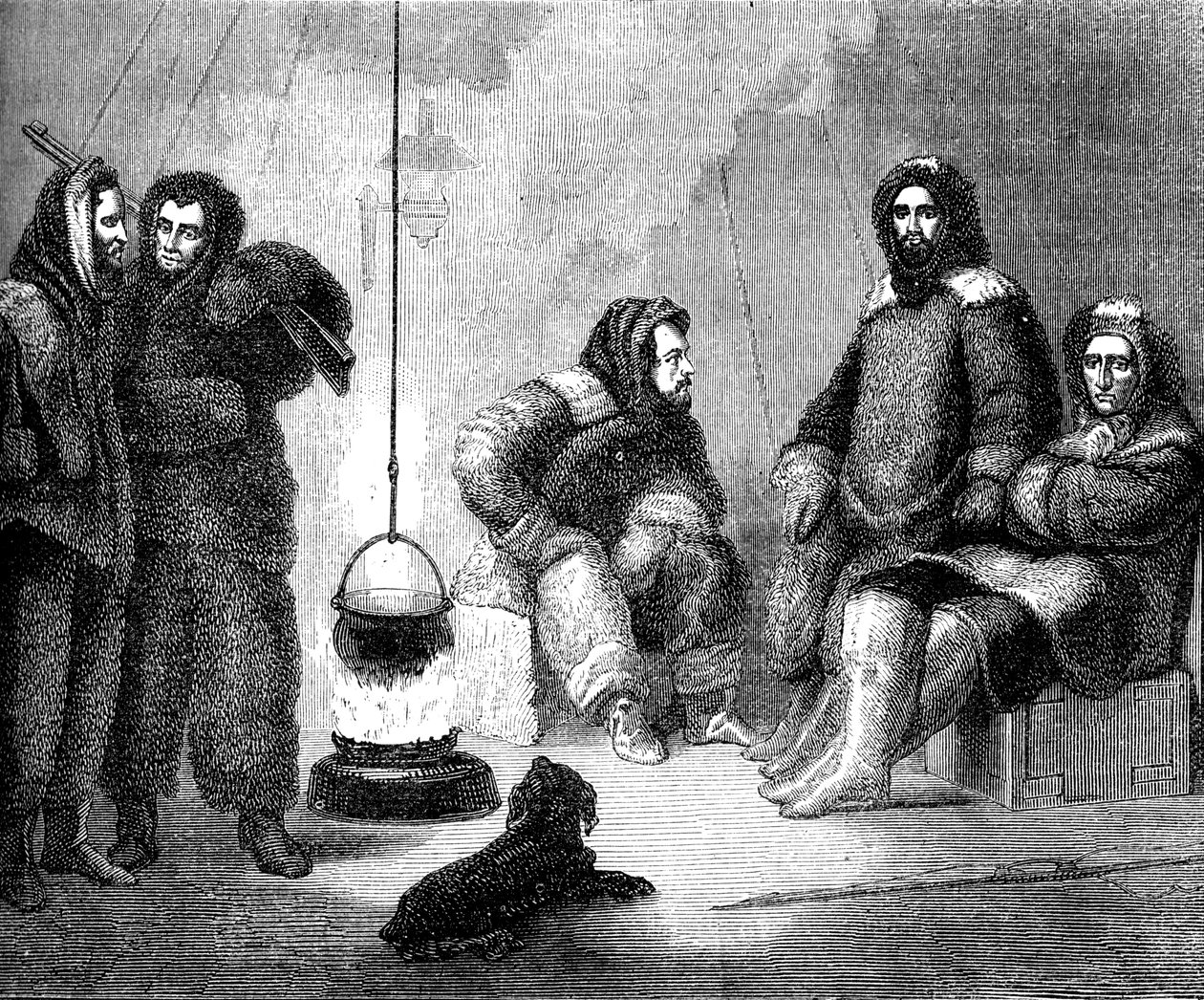 Elisha Kent Kane en zijn metgezellen in Groenland, ca. 1855 door Unbekannt