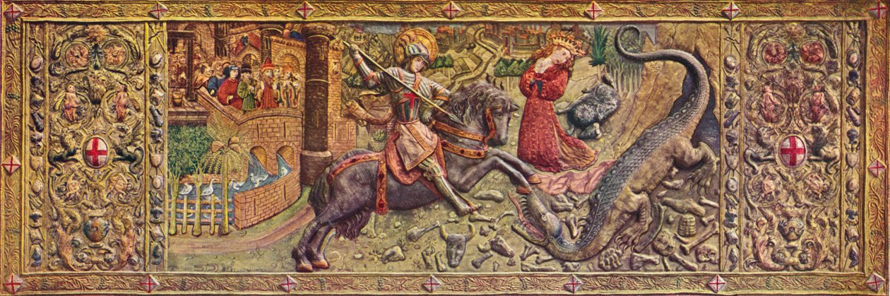 Geborduurd vooraltaarstuk van Sint Joris, uit het Palau de la Generalitat, 15e eeuw door Unbekannt