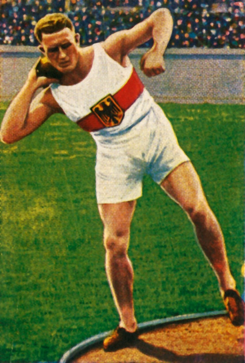 Emil Hirschfeld uit Duitsland die de Kogel Stoot, 1928 door Unbekannt