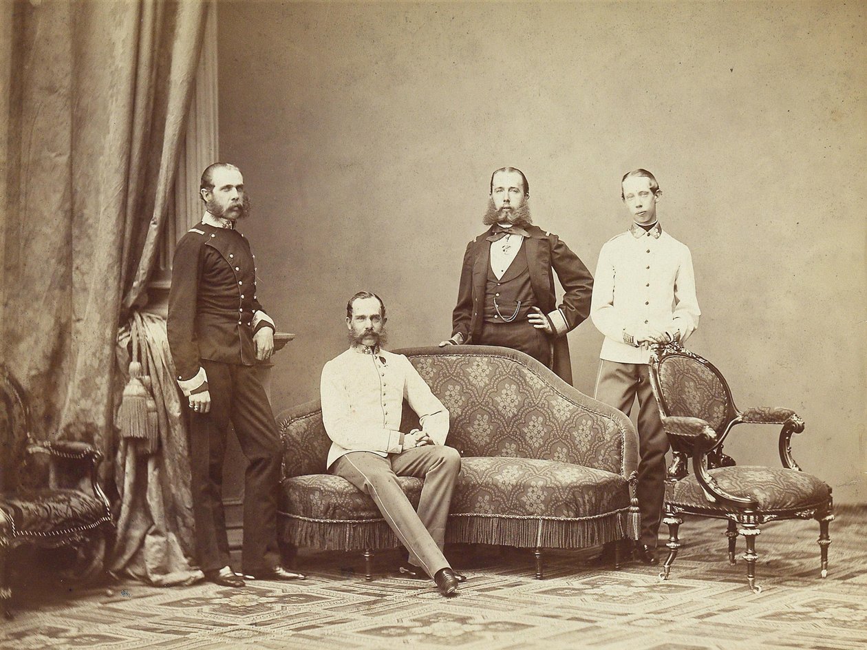 Keizer Franz Joseph I van Oostenrijk met zijn broers, 1864 door Unbekannt