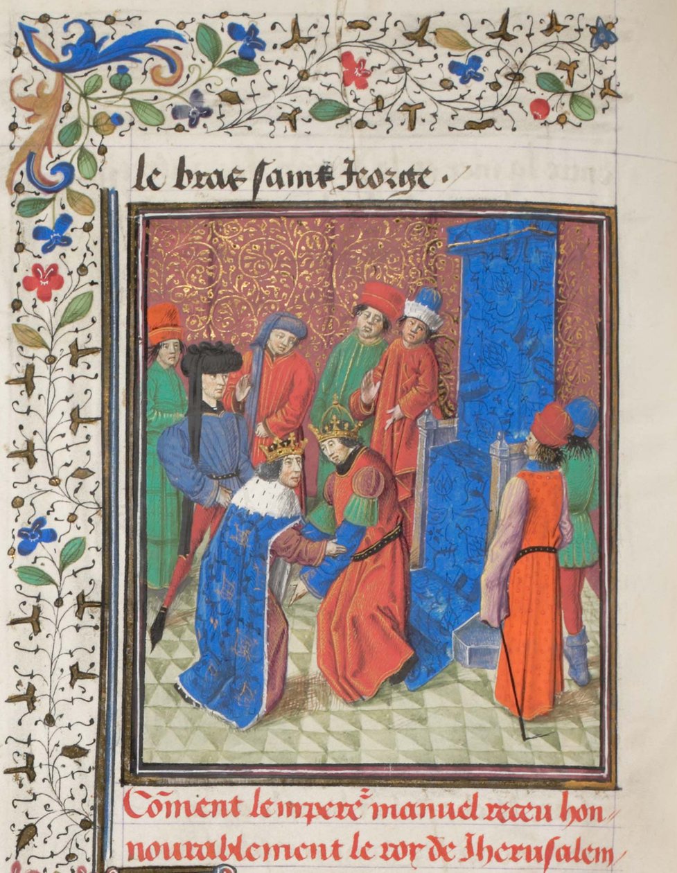 Keizer Manuel I Komnenos ontmoet koning Amalric I van Jeruzalem. Miniatuur uit de Historia door Willem van Tyrus, 1460s door Unbekannt