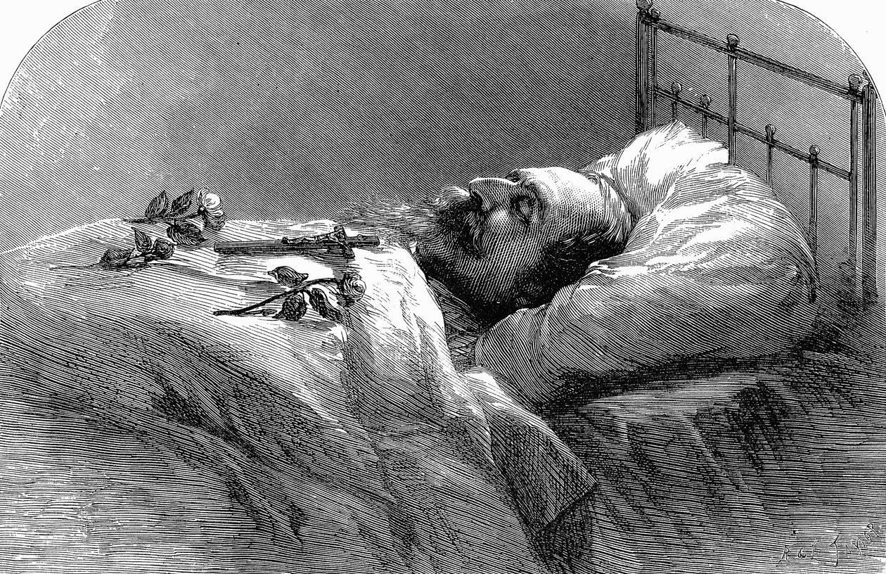 Keizer Napoleon III van Frankrijk op zijn sterfbed, 1873 door Unbekannt