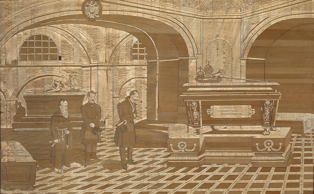 Keizer Nicolaas I bij de kist van keizer Frans I van Oostenrijk, ca. 1835 door Unbekannt