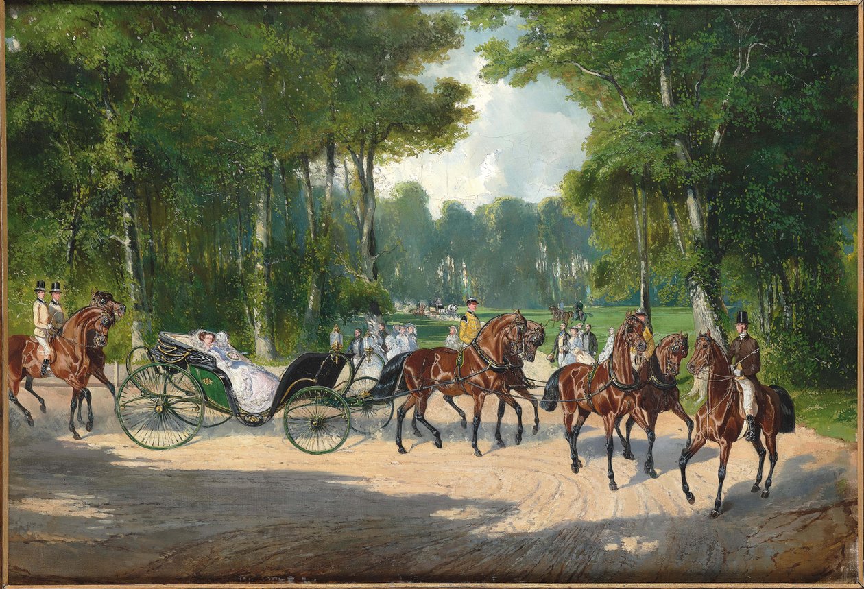 Keizerin Elisabeth in een koets in de Prater van Wenen, ca. 1860 door Unbekannt