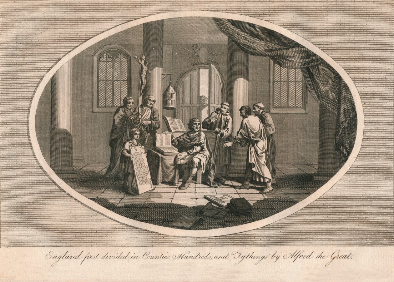 Engeland voor het eerst verdeeld in graafschappen, honderden en tythings door Alfred de Grote, c880s 1793 door Unbekannt