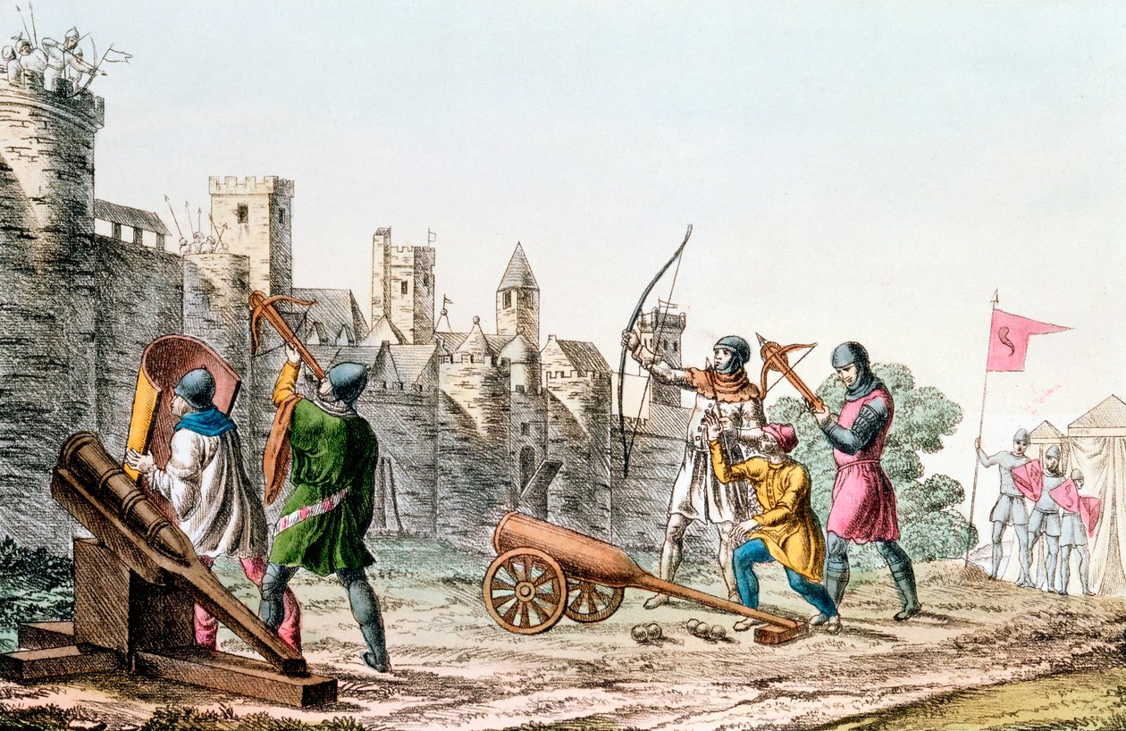 Engelse troepen vallen een Franse stad aan, Honderdjarige Oorlog, 1337-1453, ca. 1830 door Unbekannt