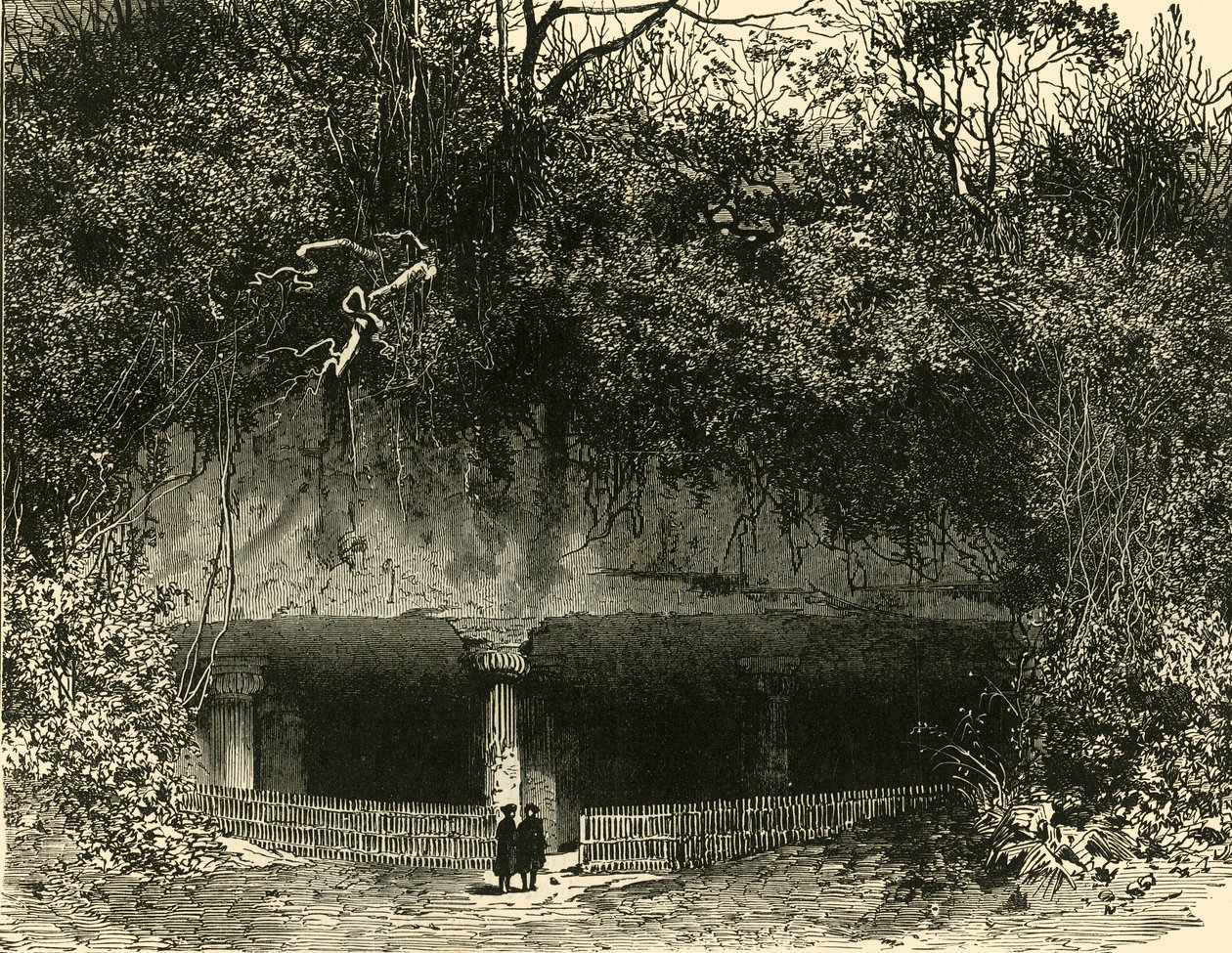 Ingang van de grot bij Elephanta, Bombay Presidency door Unbekannt