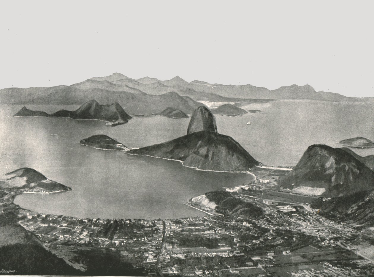 Ingang van de Baai vanaf de top van Corcovado, Rio de Janeiro, Brazilië, 1895 door Unbekannt