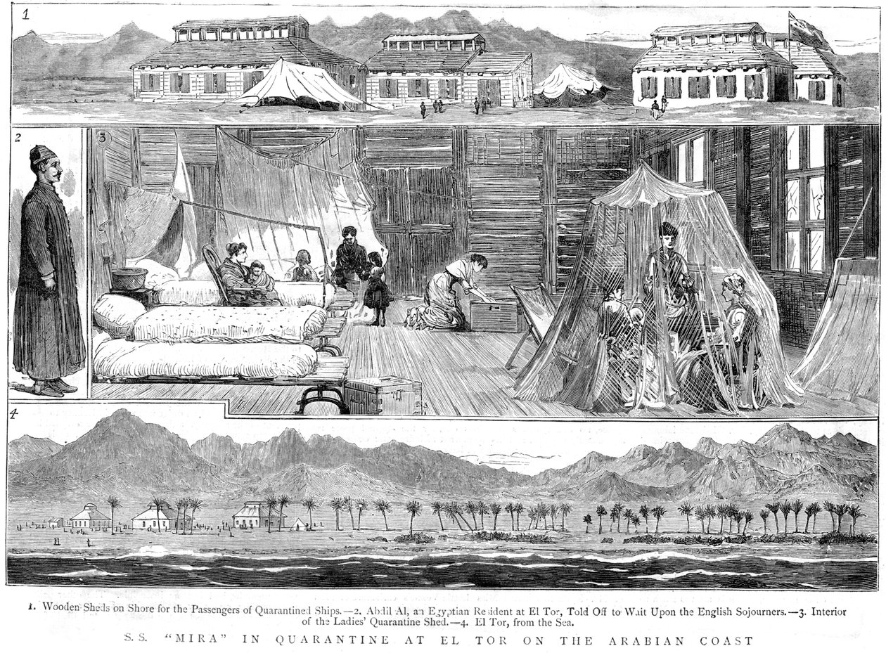 Europeanen in een pokkenquarantainekamp in El Tor, Noord-Afrika, 1884 door Unbekannt