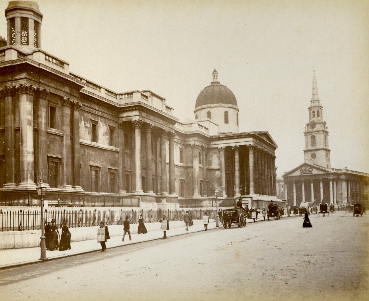 Exterieur van de National Gallery, Londen, 1887 door Unbekannt