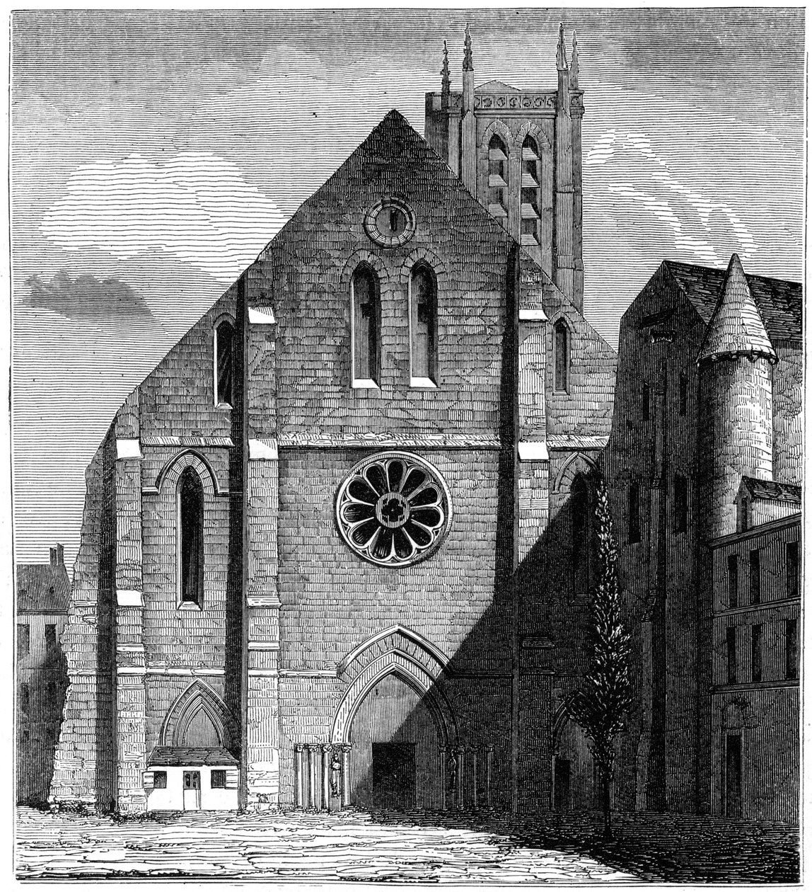 Façade van de oude kerk van de Abdij van Sainte-Geneviève, Parijs, Frankrijk, 1849 door Unbekannt