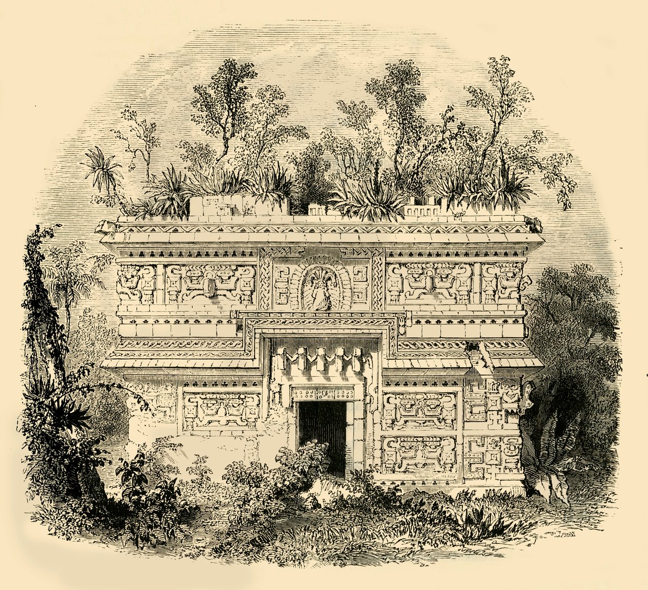 Façade van een inheems paleis in Yucatan, 1890 door Unbekannt
